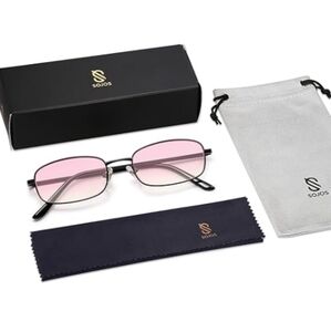 Narrow Rectangle 80s 90s Skinny Sunglasses SJ1187 Pink